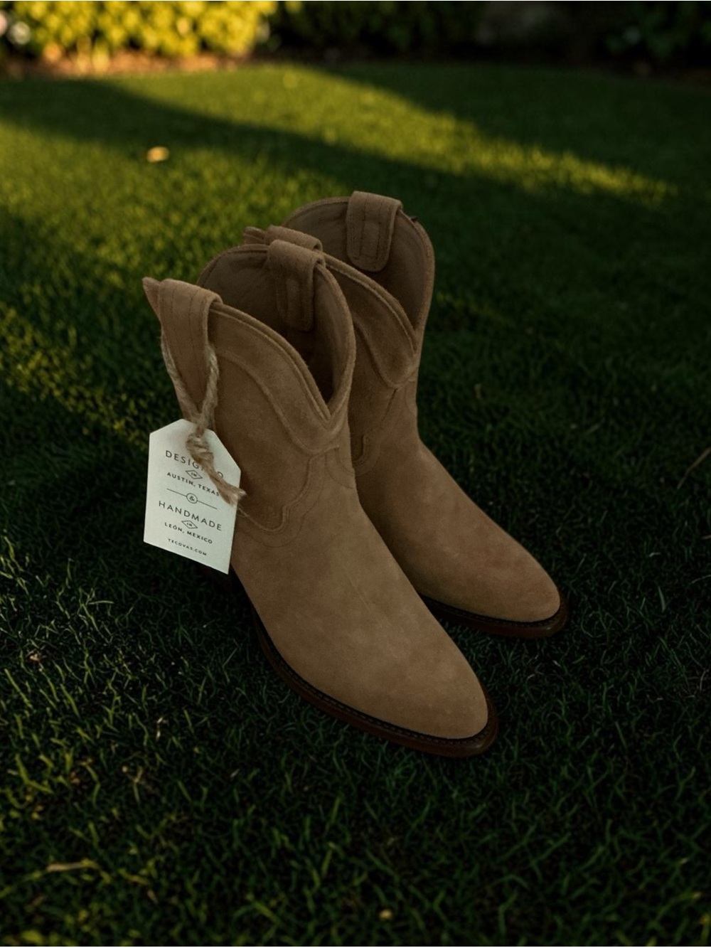 Tecovas Women's Suede Ankle Booties in Light Brown